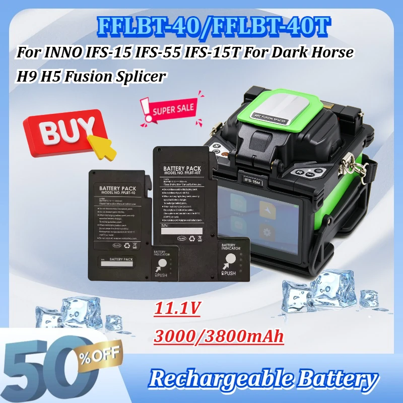 New FFLBT-40 FFLBT-40T 11.1V 3000/3800mAh Fusion Splicer Battery Replacement For INNO IFS-15 IFS-55 IFS-15T For Dark Horse H9 H5