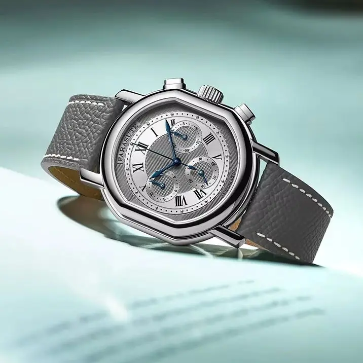 

Мужские автоматические часы FARASUTE, 38 мм, механические наручные часы с хронографом, сапфировое зеркало, водонепроницаемость 3ATM, Peacock4801