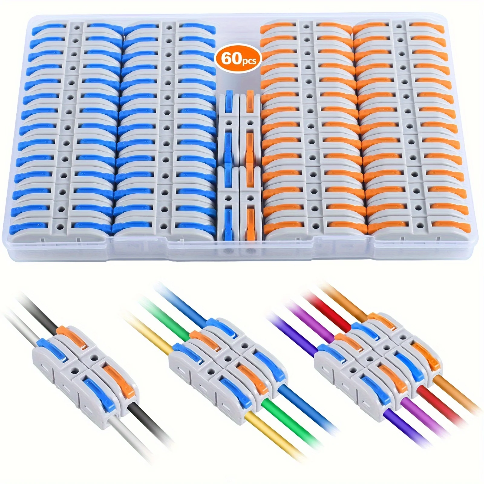 60pcs Inline Wire Connectors kit for Quick Connect, Push in Compact Splicing Electrical Connectors Lever Wire Connectors