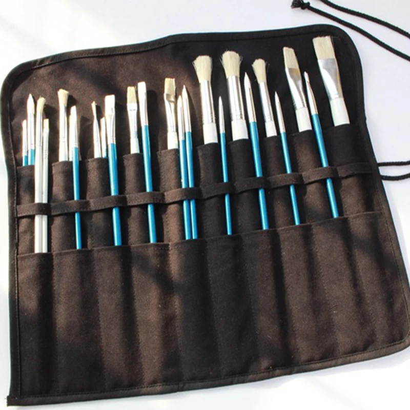 20 Pockets Roll Art Paint Brushes Storage Bag Waterproof Multifunctional Pencil Case Students Supplies Utility Knives Roll Bag