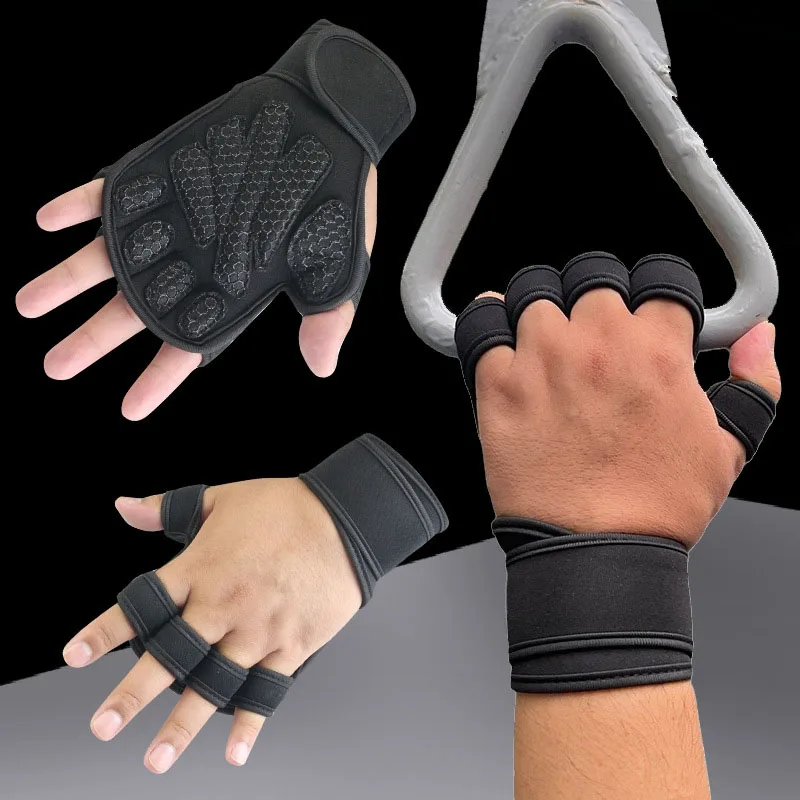 Weightlifting Training Gloves Fitness Sports Body Building Gym Hand Wrist Palm Protector Gloves MTB Cycling Gloves for Men Women
