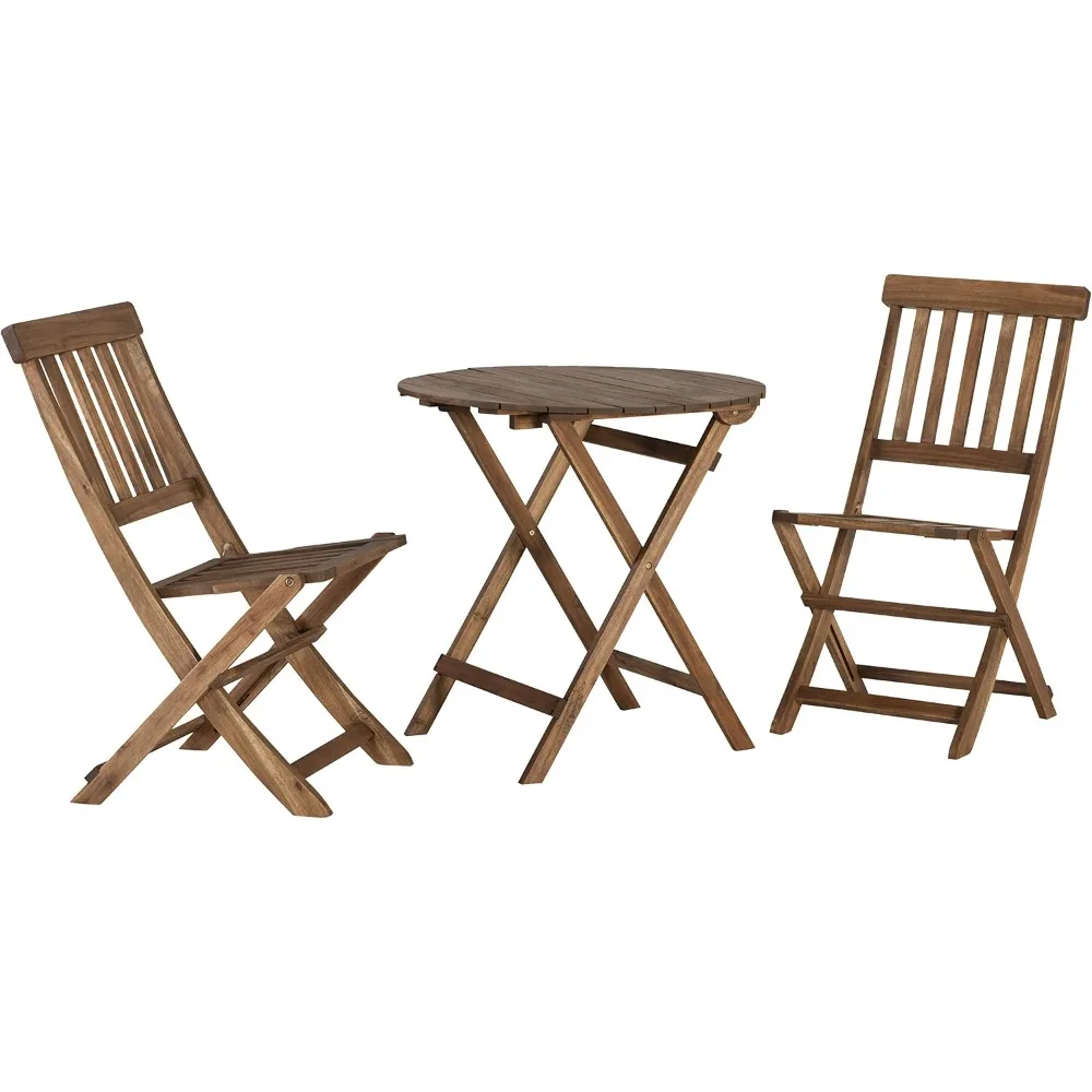 Three-Piece Foldable Bistro Cafe Set in Acorn Finish