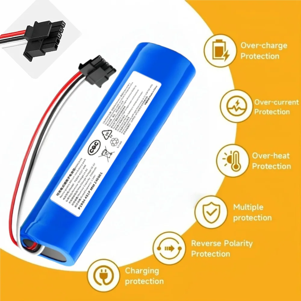 for Conga 3390 3490 3590 3690 3790 3890 & INR18650 MH1-4S1P-SC for Xiaomi Mijia Mi Robot Vacuum-Mop P 14.4V Replacement Battery