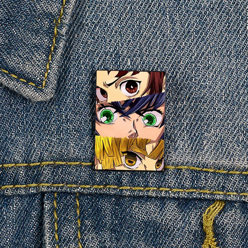 Demon Slayer smalto Pins Anime Figure Kamado Tanjirou creatività Eye spilla zaini spilla in metallo accessorio per ragazzi gioielli uomo