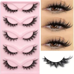 Cat eye Eyelashes 3D Natural False Lashes Fluffy Soft Cross 5 pairs Manga Lashes Wispy Natural Eyelash Extension Makeu
