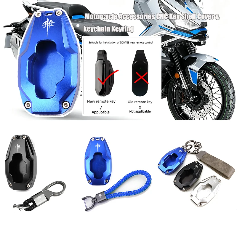 For Zontes 150X 368G 368K 368E 368D 703F 703R 703RR 703T 368 703 Motorcycle Accessories CNC Key Shell Cover & keychain Keyring