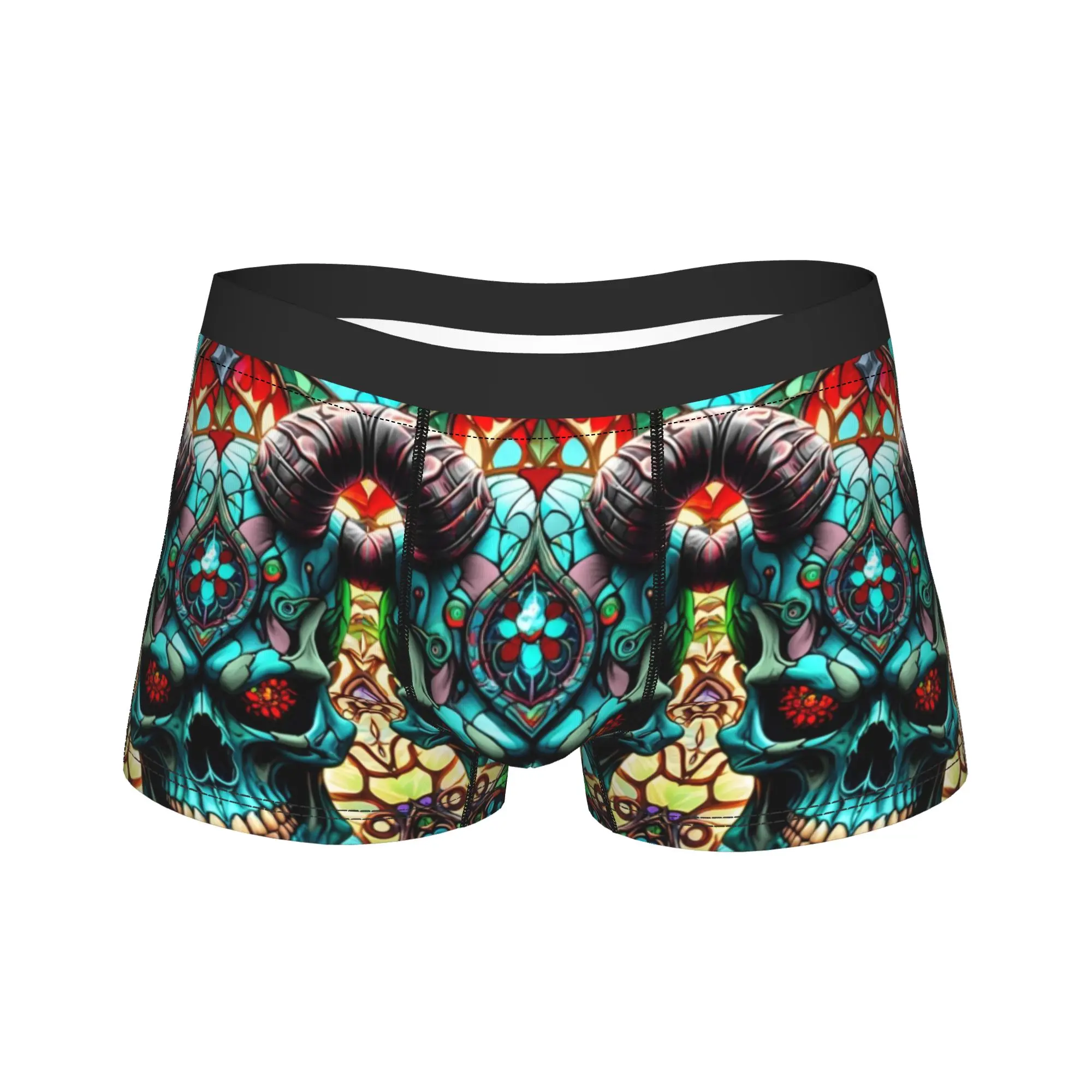 Psychedelic Tribal Demon Mask Underwear  Men Underpants Custom Novelty Boxer Shorts Quality Boxer Brief Large Size