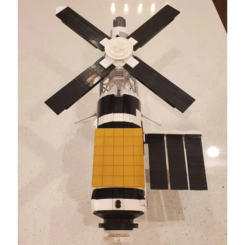 Blocos de construção em escala 1:110, estação espacial skylab, kit saturno v, foguete via satélite, espaço militar, tijolos científicos, modelo de brinquedo, presente para crianças