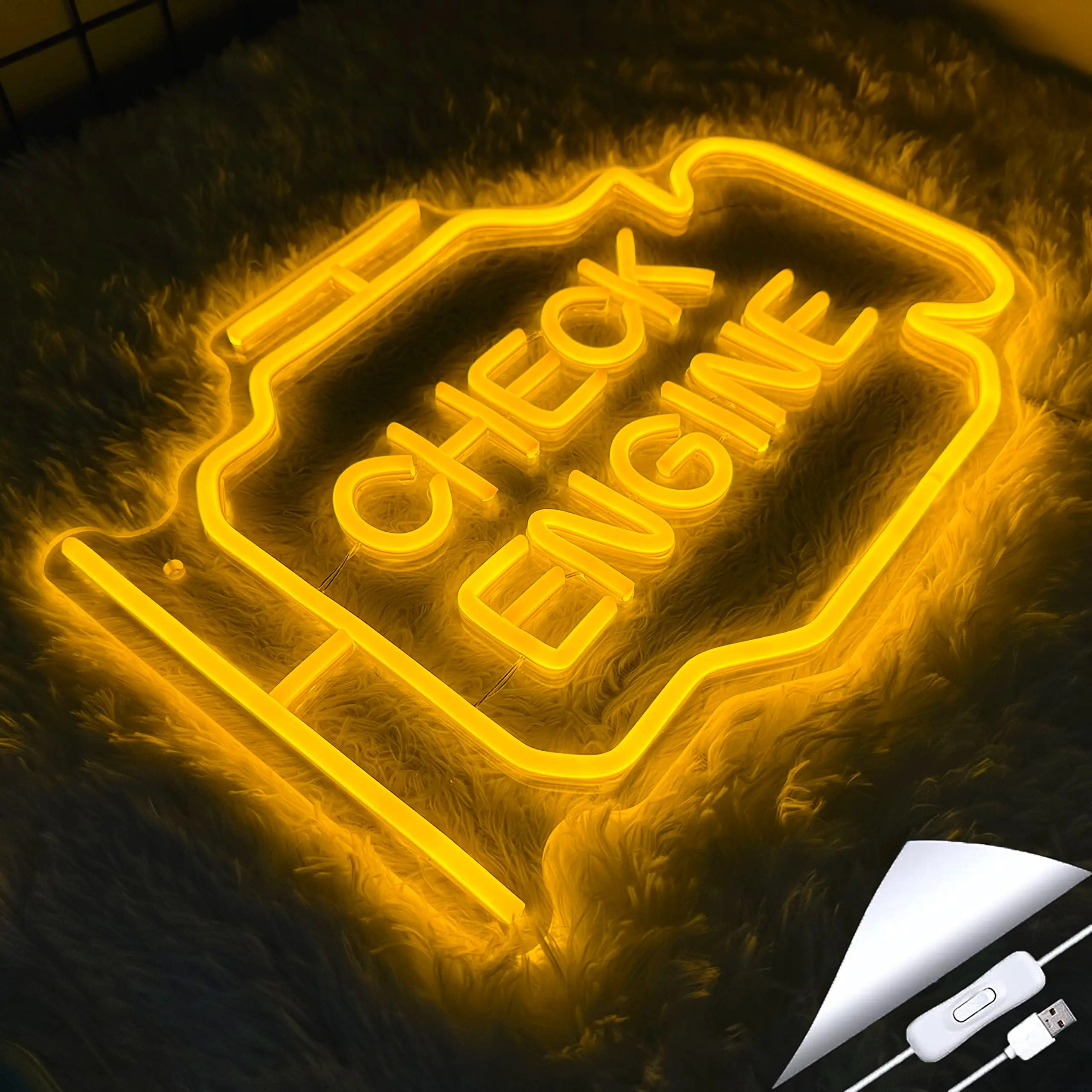 Imagem -03 - Check Engine Neon Sign Led Light Auto Room Garagem Reparação Loja Wall Decor Bar Festa Clube Luminosa Lâmpada Atmosfera Usb Power