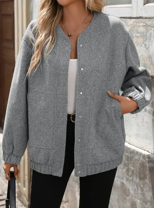 Women's Solid Color Zipper Jacket Casual Long Sleeve Fashion Autumn Clothing Versatile New Item