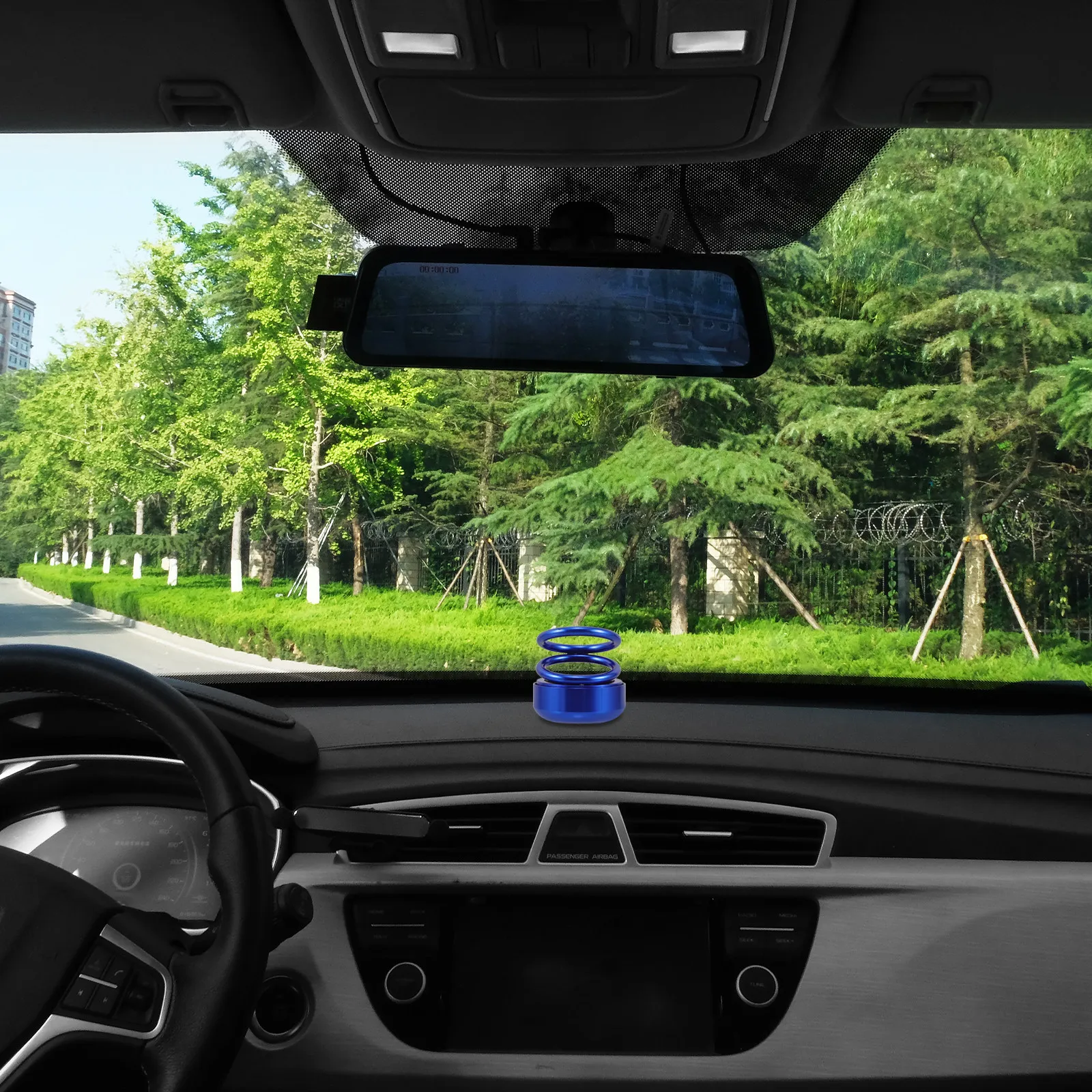 Rotating Solar Car Aromatherapy Ornament Double Ring Suspended Air Freshener Essential Oil Diffuser Automotive Interior
