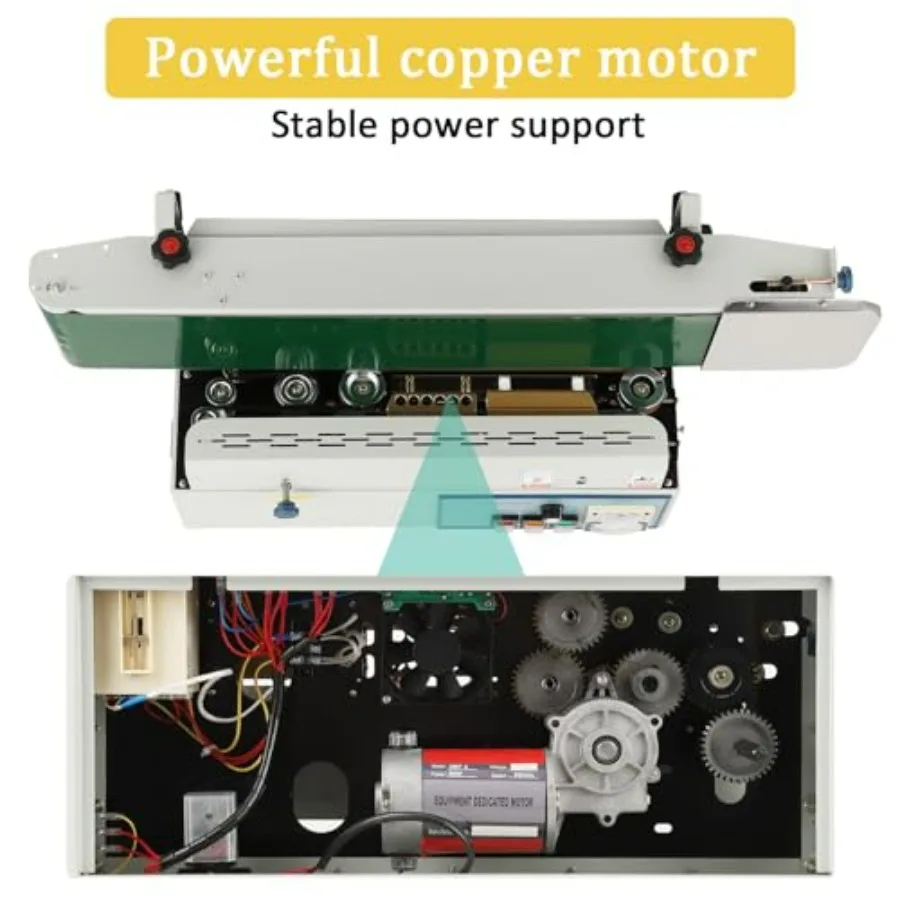 Continuous Bag Band Sealing Machine 110V with FR900 Automatic Horizontal Band Sealer with Temperature Control for Commercial PP