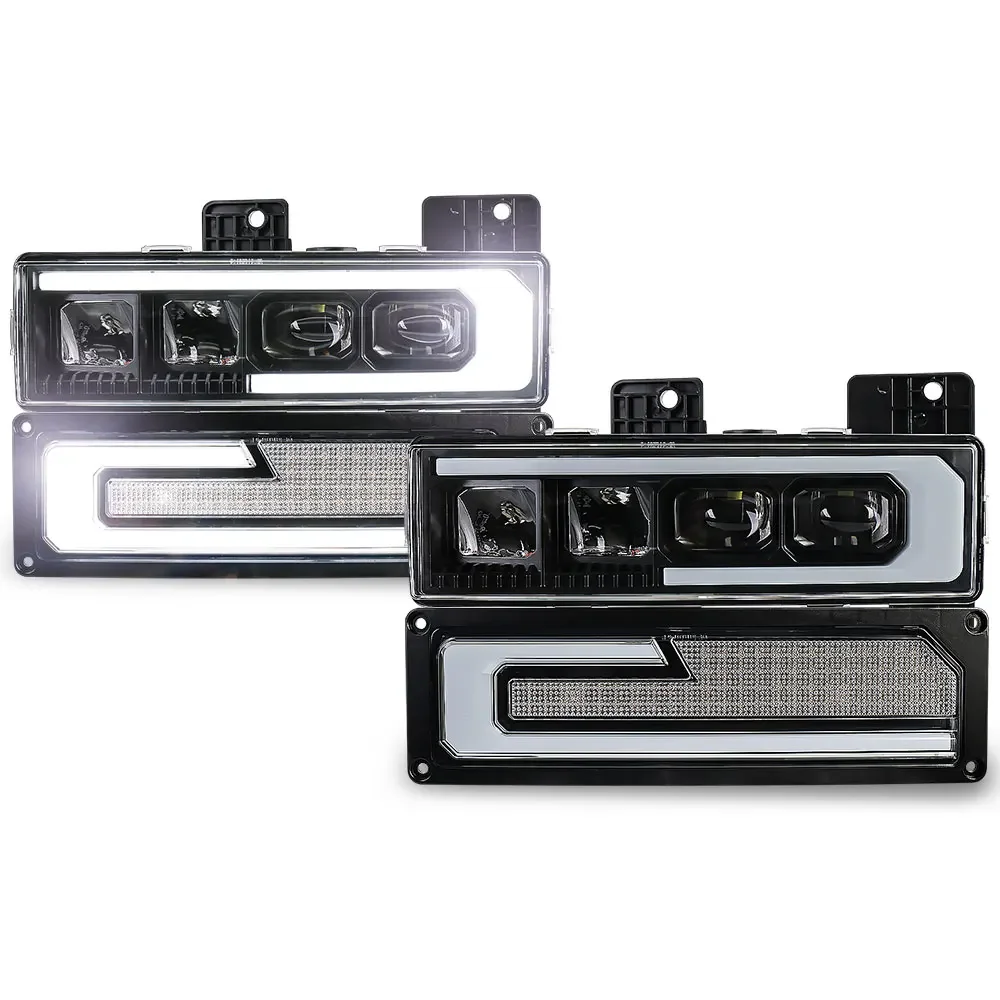 

With Welcome Light DRL Truck Turn Signal Light Headlight Replacement For 1988-1998 Chevy GMC