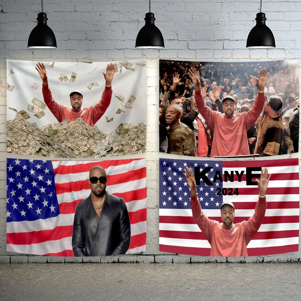 90x150cm Kanyes West Rock Rapper Hang Cloth Tapestry Banners And Flags For Bar Or Room Wall Decoration