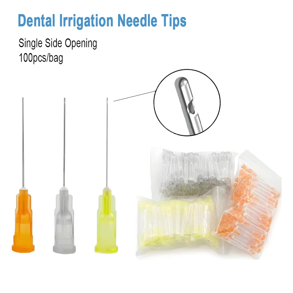 

100 pcs/pack Dental Endo Irrigation Needle Tip Dental Root Canal Lateral Rinsing Needles Single Side Opening 0.4mm 0.3mm Size