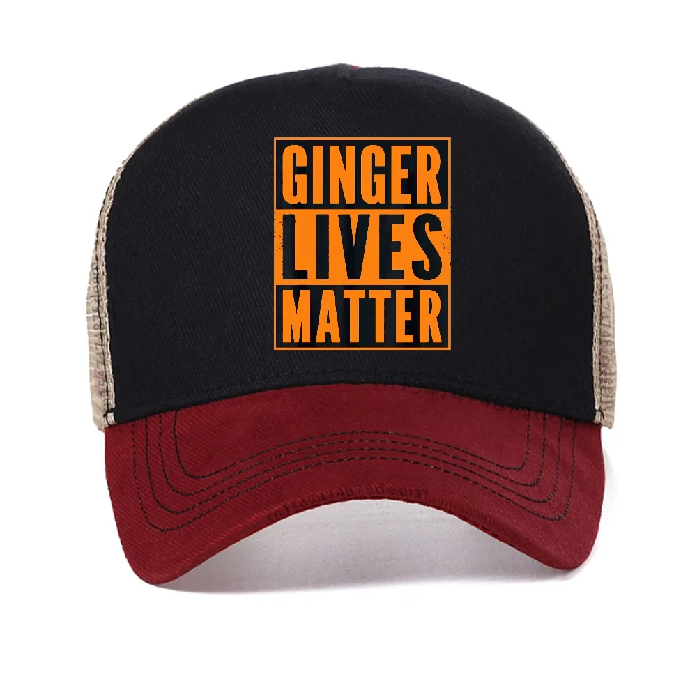

Funny Ginger Lives Matter Old School Graphic baseball cap fashion Unisex adjustable mesh trucker hats summer Snapback hat