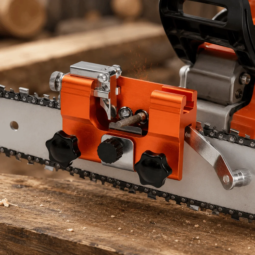 Portable Hand Crank Chain Sharpener Set Quick Grinding Multi-Function Handheld Grinding Tool Chain Clamp Sharpening Tool
