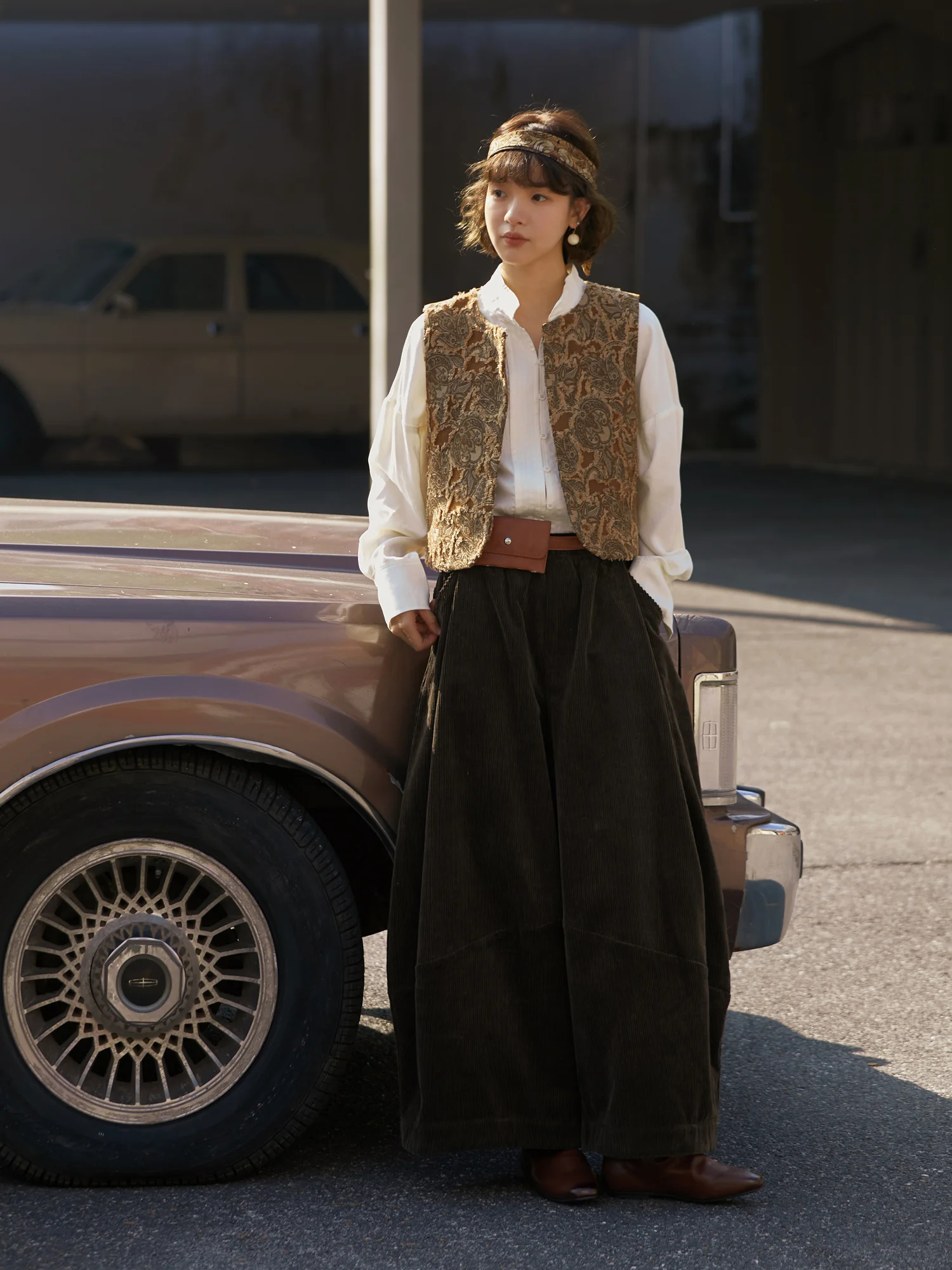 

VIMIE2026 Spring New Vintage Corduroy Wide Leg Pants Loose Color Wide Leg Long Lantern Pants Women Casual Trousers