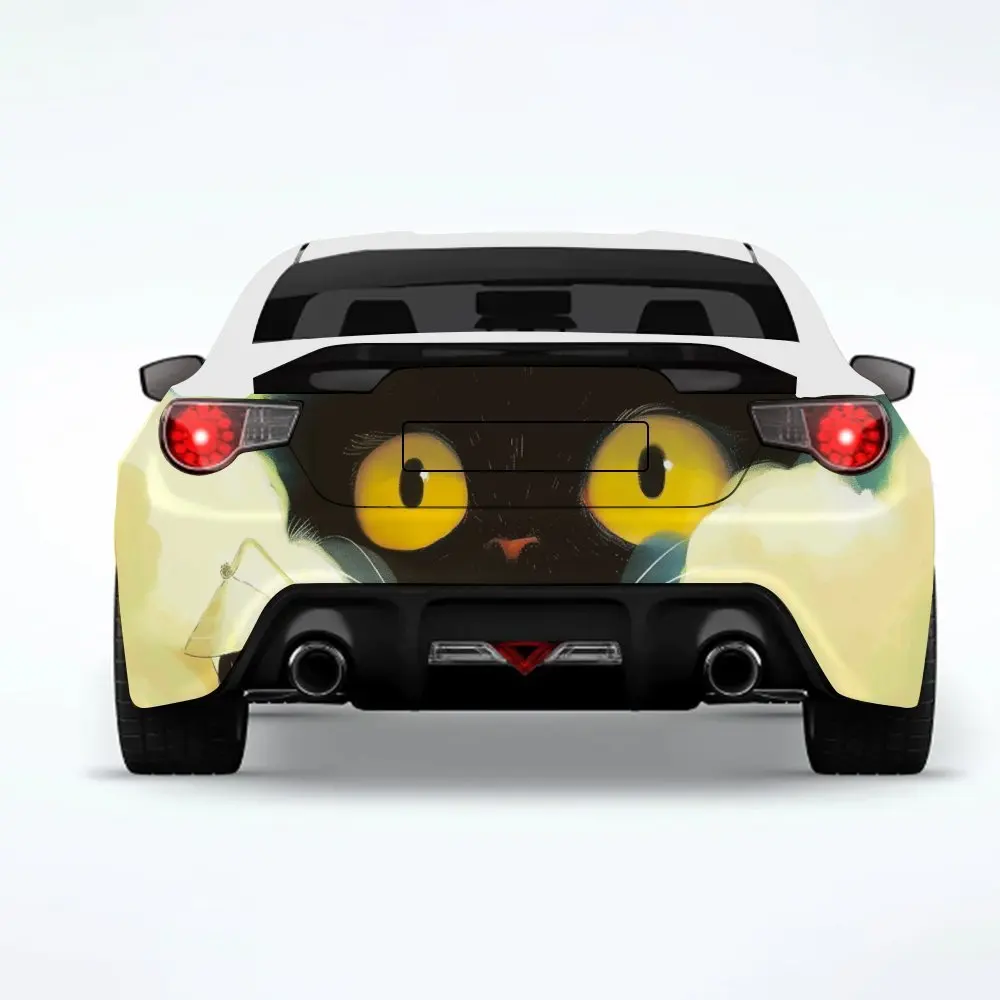 

Автомобильная наклейка «Черный кот и ребенок в облаках»Виниловая наклейка на заднюю часть автомобиля, водонепроницаемые самоклеящиеся виниловые наклейки для хвоста и бампера автомобиля