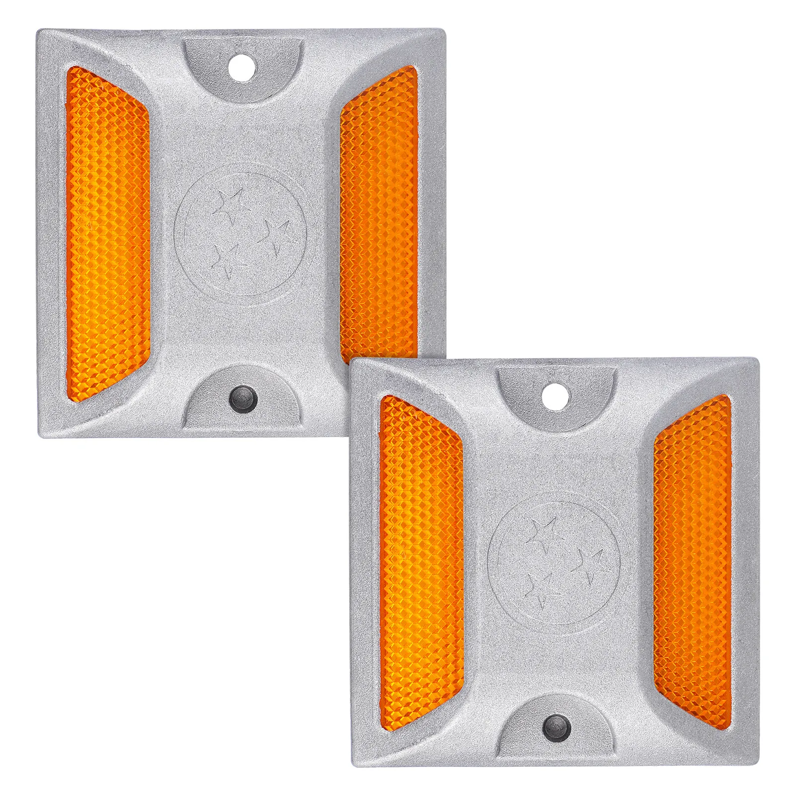 2Pcs Reflective Aluminum Road Studs for Driveway Pavement Marking Night Visibility Rain Snow Fog Emergency Safety Lane Divider