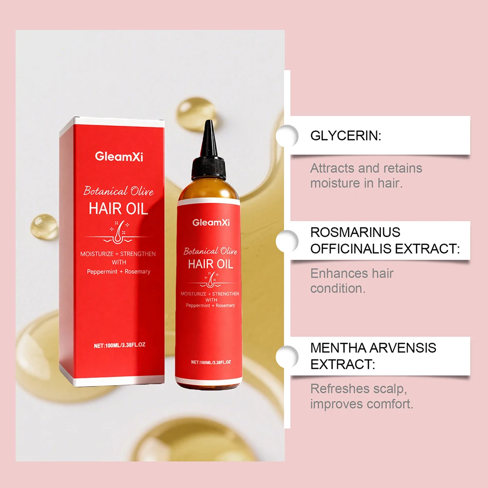 Olive Hair Oil For Dry Scalp Frizz Deep Moisturizing Natural Shine Repair Treatments Natural Organic-Hair Smoothing Oil 100ml