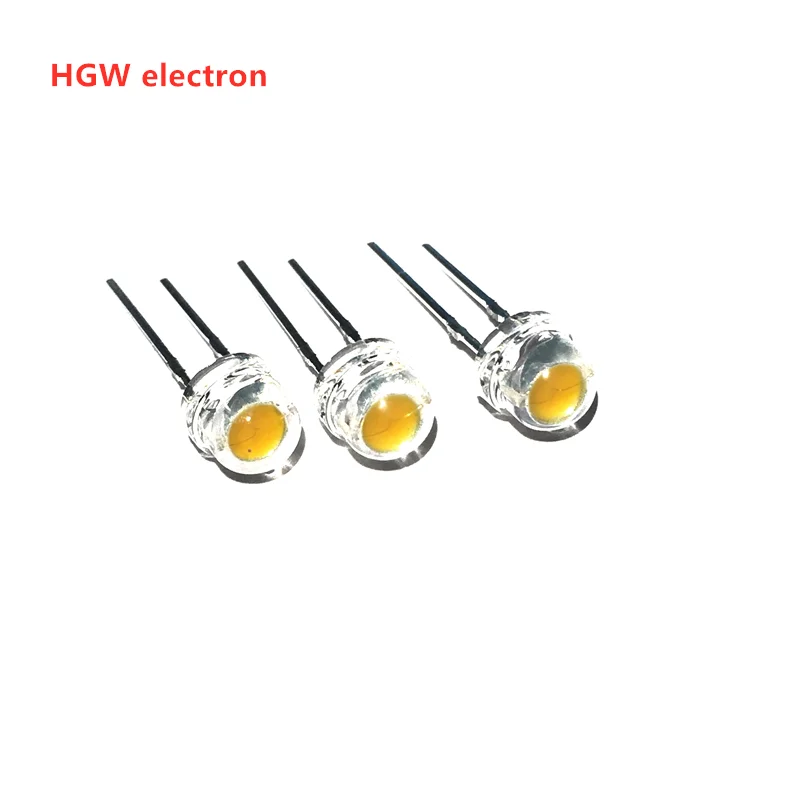 100pcs 5mm straw hat led super bright white 0.3w 0.5W F5 power 0.5W LED red yellow green blue warm white lamp bead