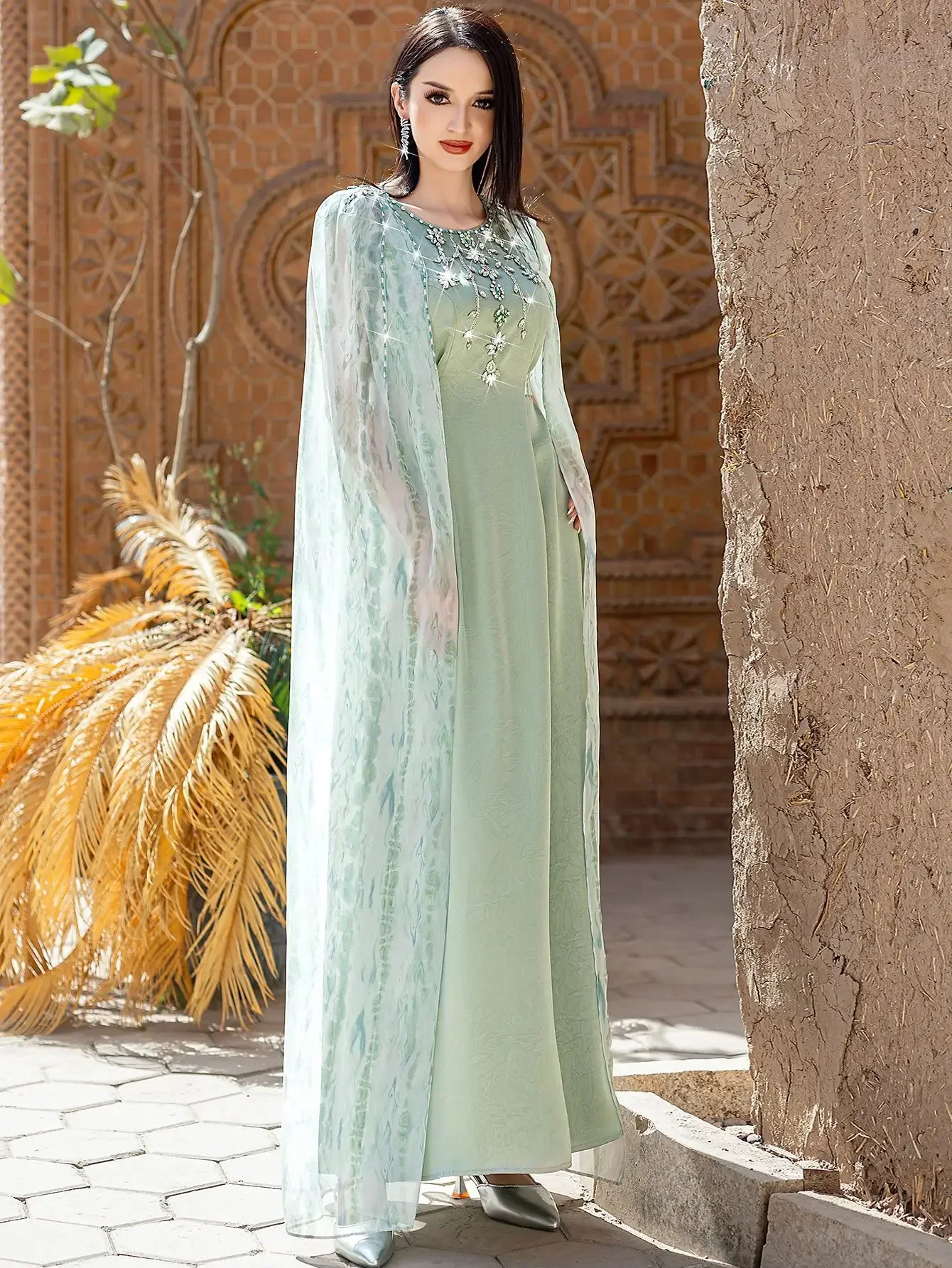 

Роскошное вечернее платье-абайя с бриллиантами для женщин, мусульманское платье-накидка, джалабия, марокканский кафтан, турецкий кафтан, женское платье-роба, 2026