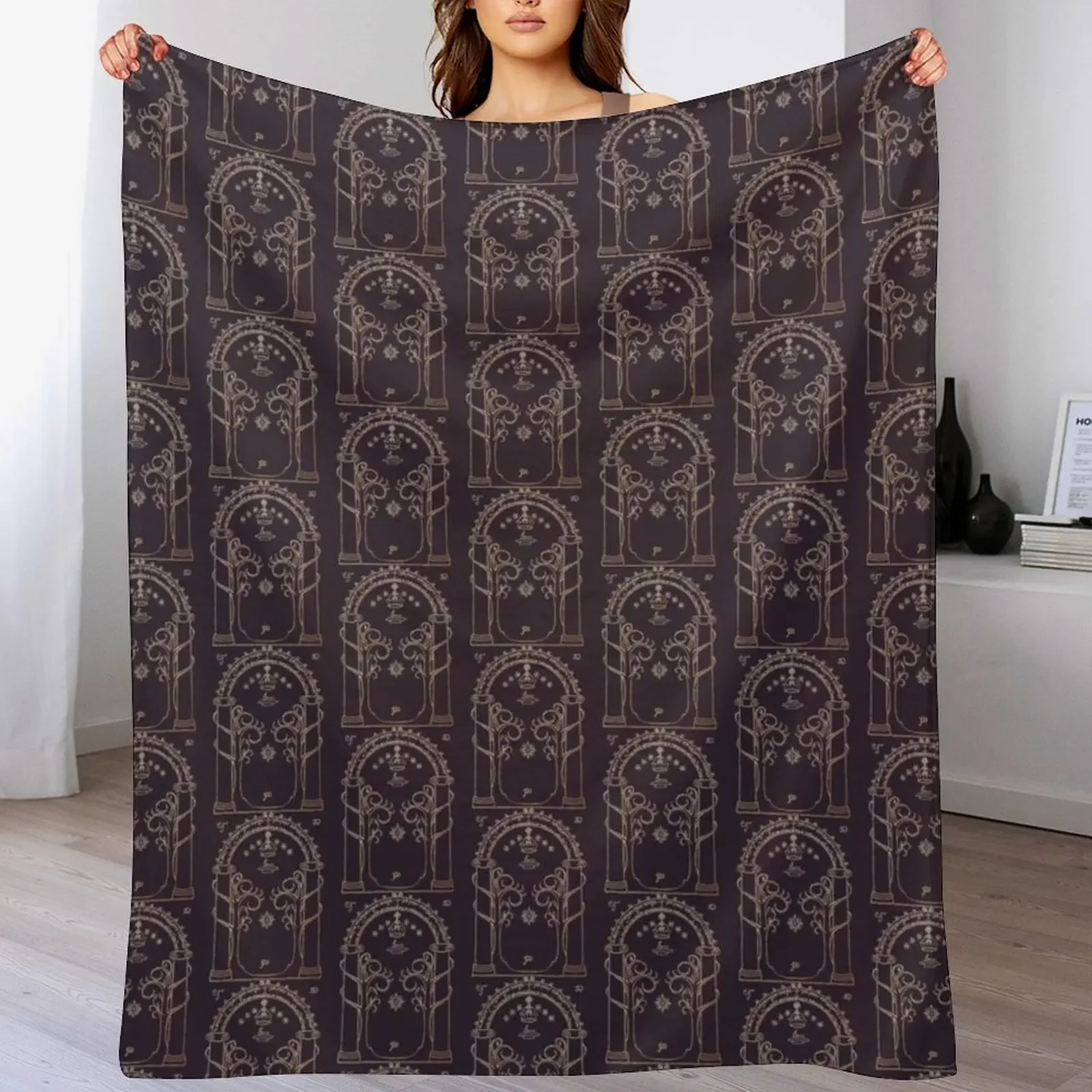 

Gates of Moria Throw Blanket bed plaid Fashion Sofas anime Luxury Brand Blankets