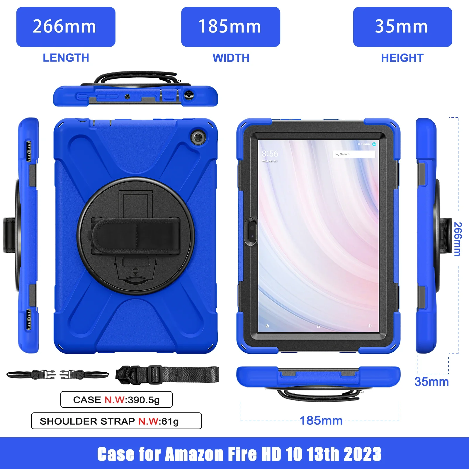 Funda For Amazon Fire HD10 HD 10 2023 13th Gen Armor Case Tablet Cover Kids Safe Shockproof Protector Silicone PC Stand Shell