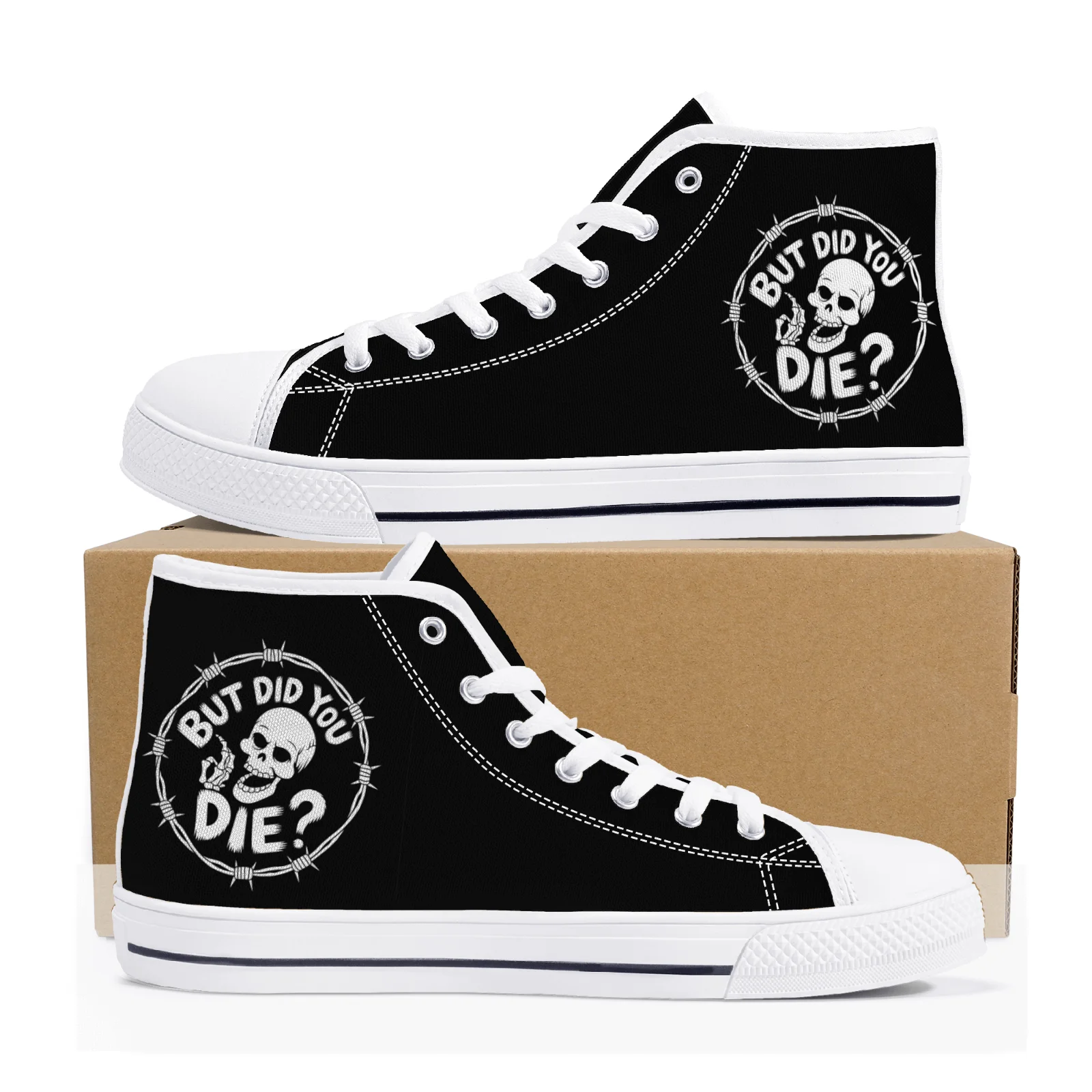 

Customized 'do you die' vulcanized shoes classic high-top canvas shoes casual sneakers denim shoes