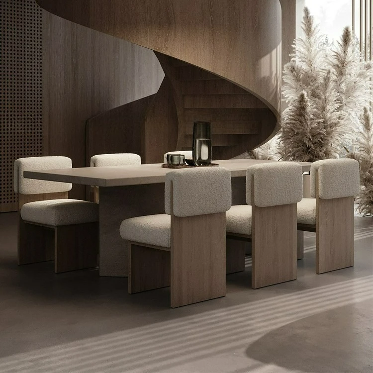 

Customizable modern log dining table and chairs model room