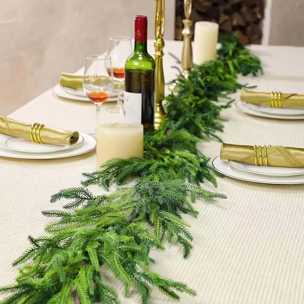 

150cm Artificial Pine Greenery Garlands For Christmas Mantle Fireplace Table Home Party Ornament Halloween Christmas Decor 2024