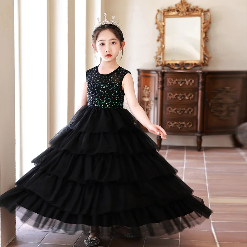 Vestidos de princesa con diamantes brillantes para niña, esmoquin Formal para graduación, fiesta de cumpleaños y bodas, 2024