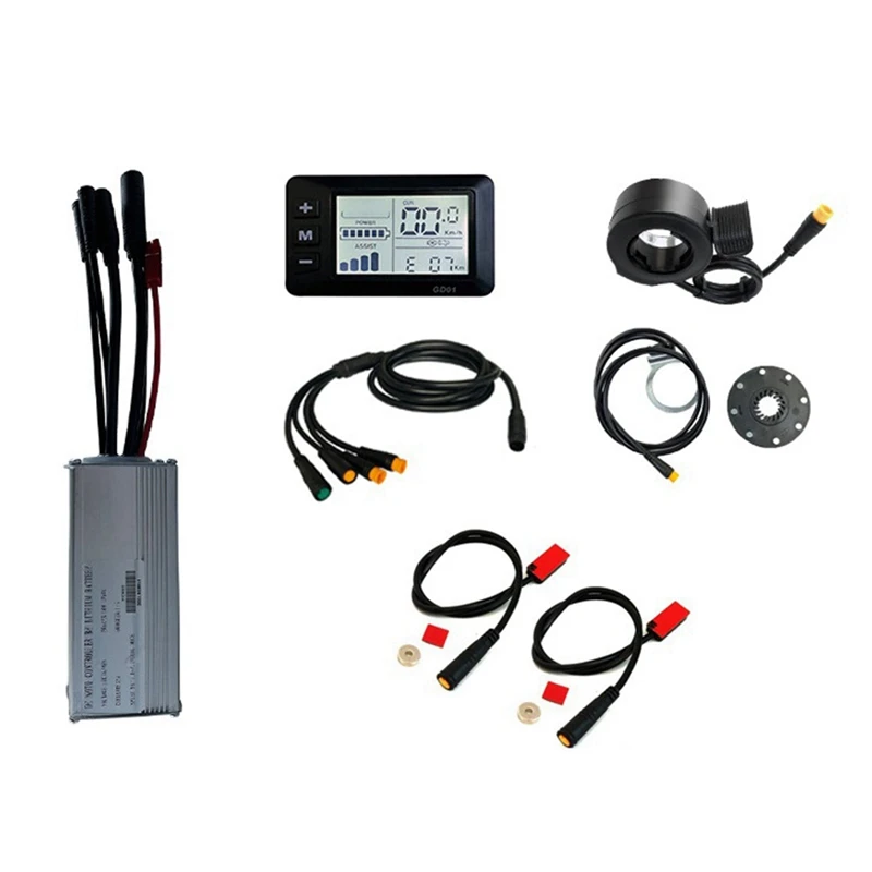 Replacement Spare Parts 36V 48V 750W E-Bike 25A Sine Wave Brushless Controller With GD01 Display E-Bike Light Display