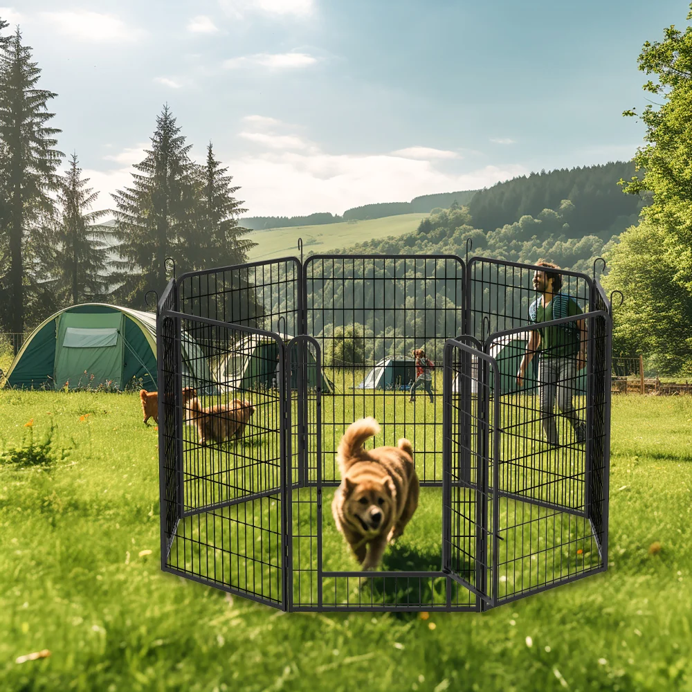 

8 Panels Heavy Duty Metal Playpen with door,39.37"H Dog Fence Pet Exercise Pen for Outdoor, Indoor