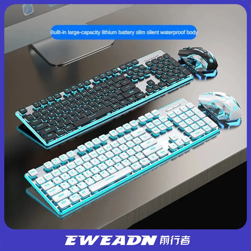 EWEADN X7S Wireless Keyboard Mouse Ultra-thin Portable Backlight Mute Keyboard PC Laptop Accessories Office Keyboard Mouse Set