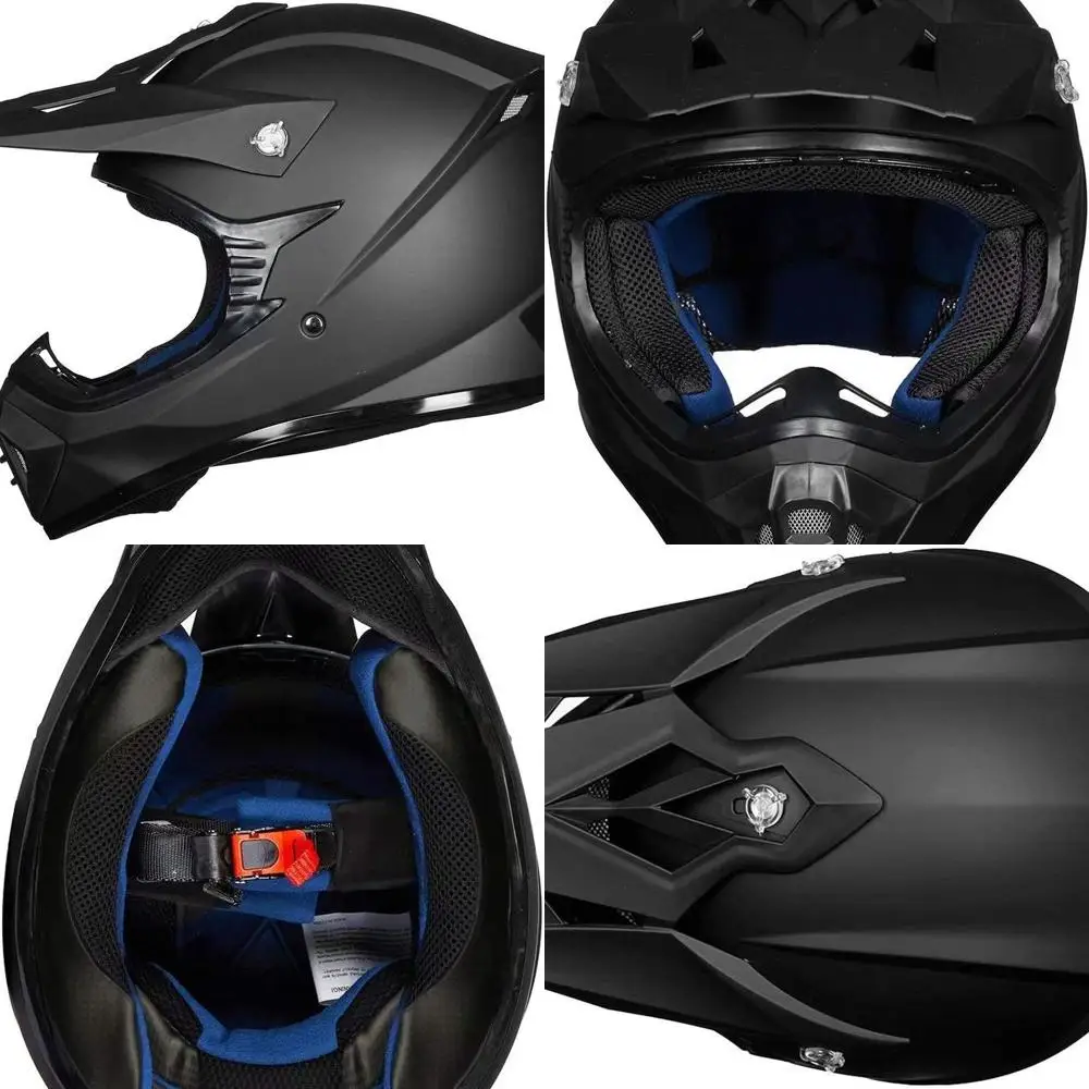 

Полнолицевой шлем для мотокросса — средний размер, сертифицированный DOT, матовый черный для езды по бездорожью, квадроцикла, BMX, MX Offroad