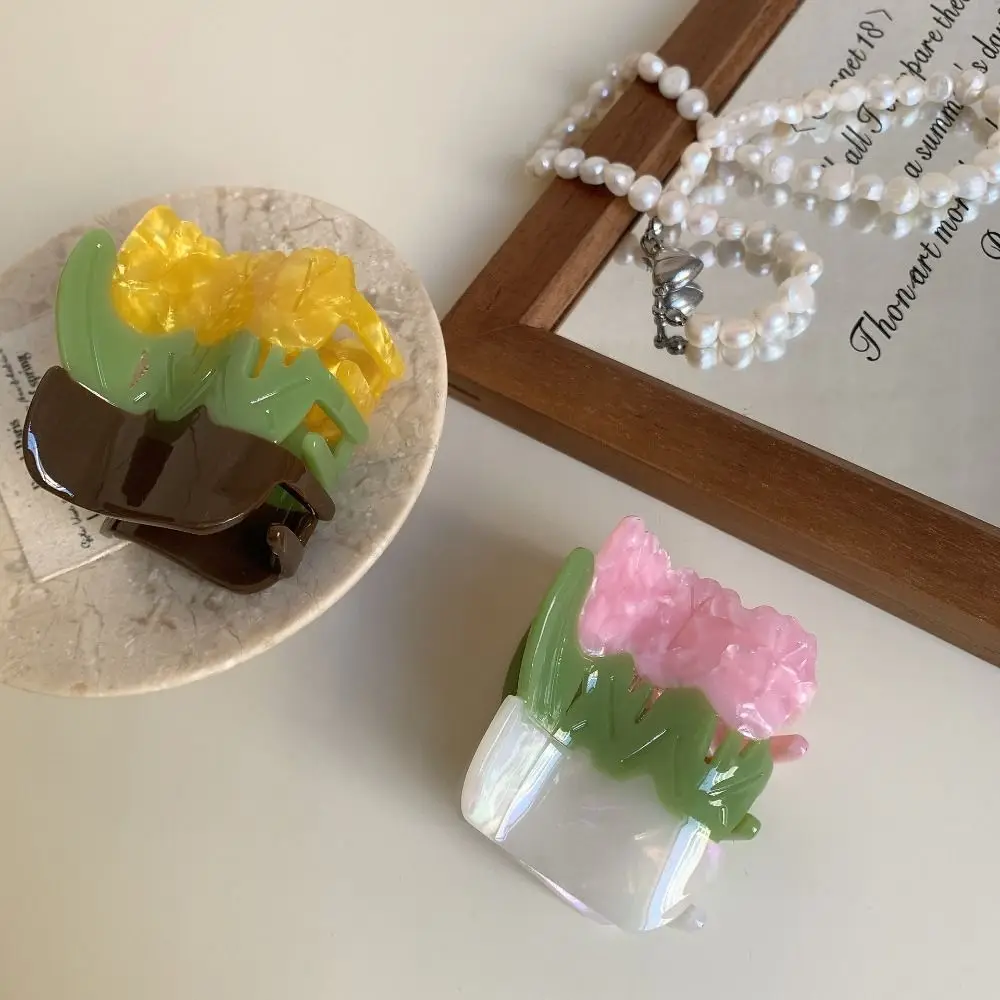 Pinza para el pelo de flor de acetato de ácido acético, horquilla bonita, pinza para el pelo de tulipanes, Clip de tiburón, accesorios para el cabello, horquilla pequeña para uso diario