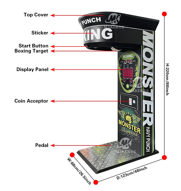 MAKER Coin-operated Boxing Sports Happy Punch Boxing Amusement Machine Sports Arcade Game Machine Boxing Arcade Simulator