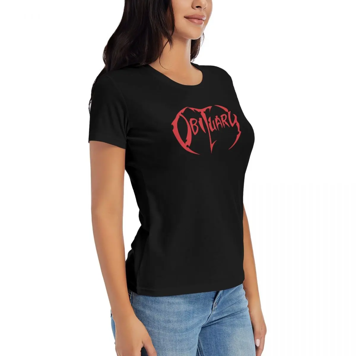 Death Metal Band obiused Heavy Metal Rock musik pemakaman kaus katun t-shirt wanita lengan pendek atasan leher-o