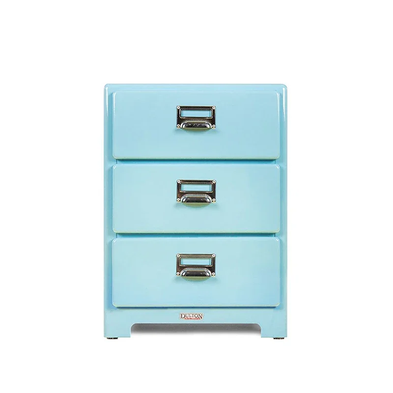 Dulton simple wrought iron bedside table three-layer locker multi-function storage cabinet multi-color small cabinet BR-014