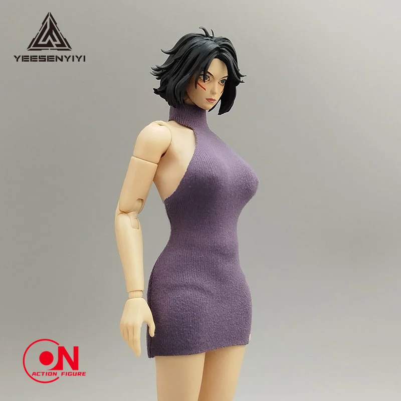 1/12 escala sexy malha alta pescoço sem costas design macacão camisola caber 6 polegada bjd feminino soldado figura de ação corpo bonecas