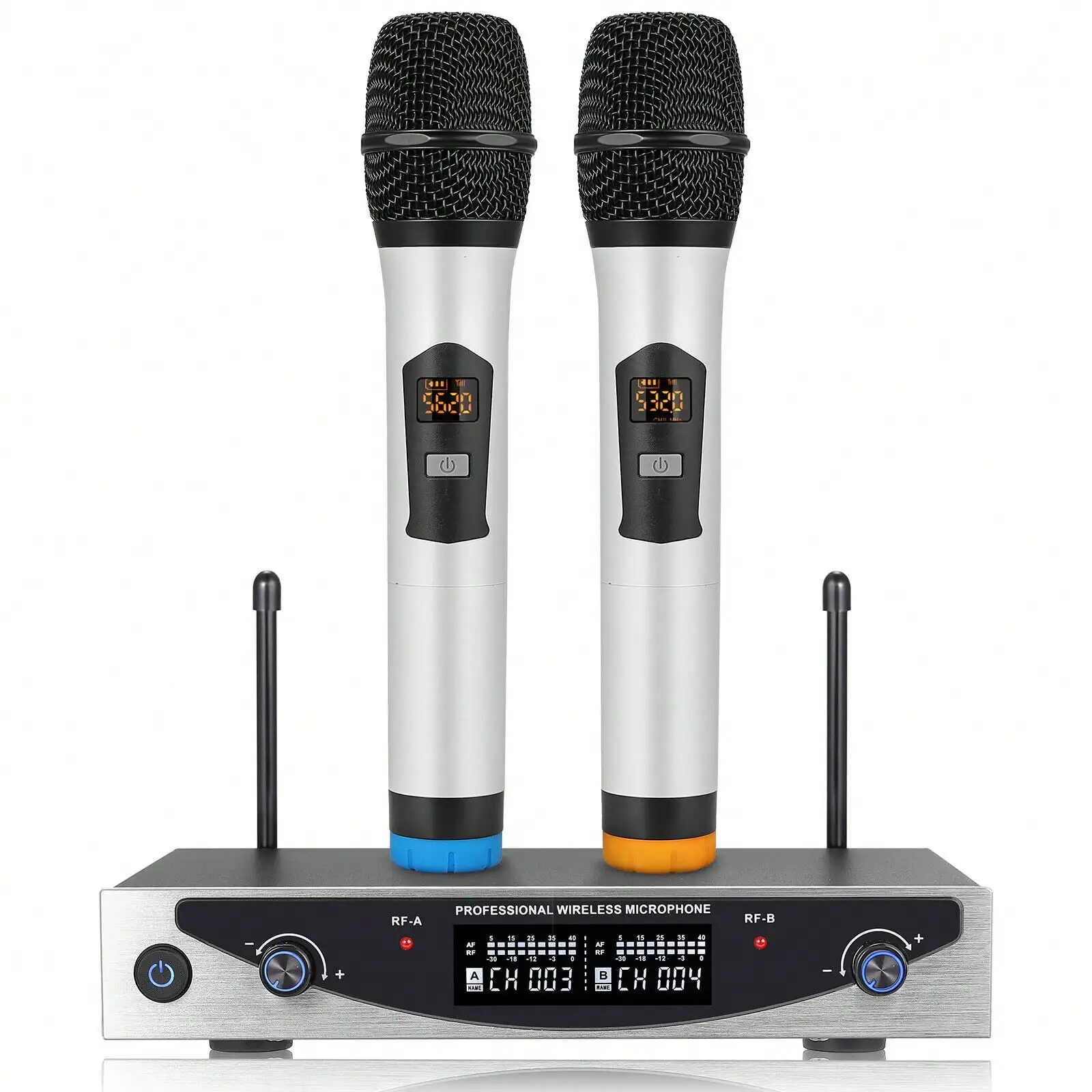 Wireless Microphone System UHF Wireless Dual Channel Mic Set with Signal Indicator for Karaoke Weddings Speaker PA systems