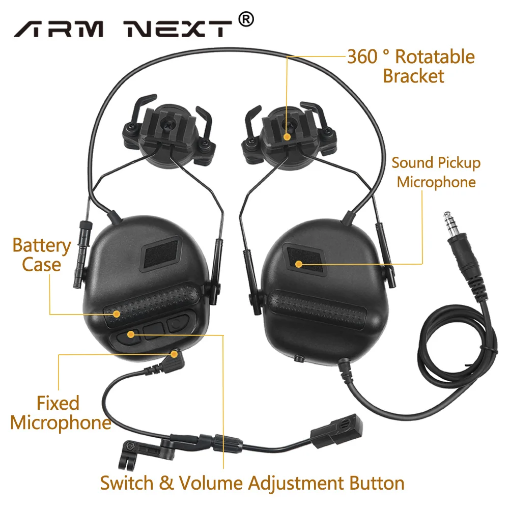 Military Tactical Earmuffs Electronic Hunting Hearing Protection Shooting Earmuffs Air Gun Anti-noise Headset with PTT Adapter