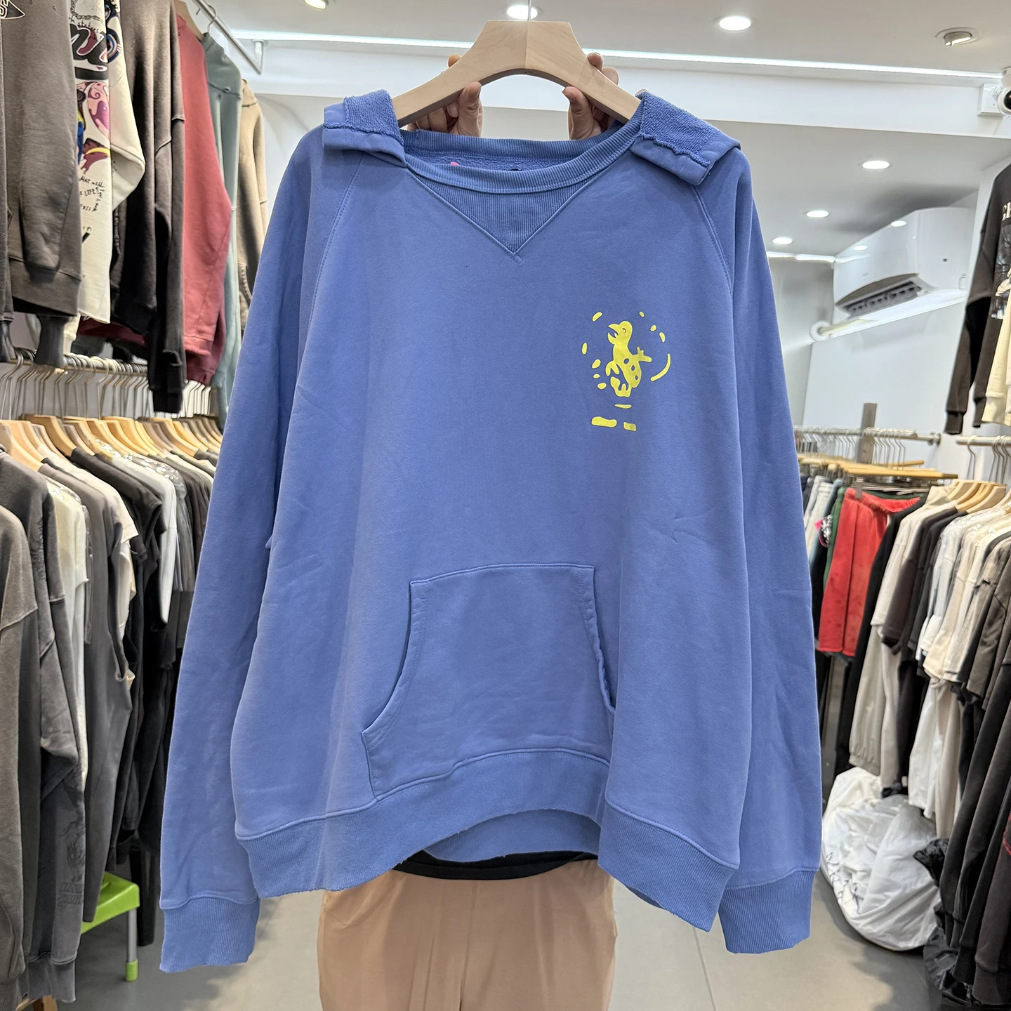 

Retro American Cartoon Printed Hoodie Jaet Men's Loose Waed Outfit Casual Warm Long Sve Sweatirt Coat