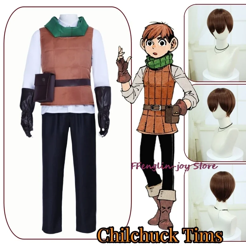 Chilchuck Tims Anime Caricature Delicious in Dungeon Cosplay Costume Clothes Wig Uniform Cosplay Chilchuck Tims Halloween Party