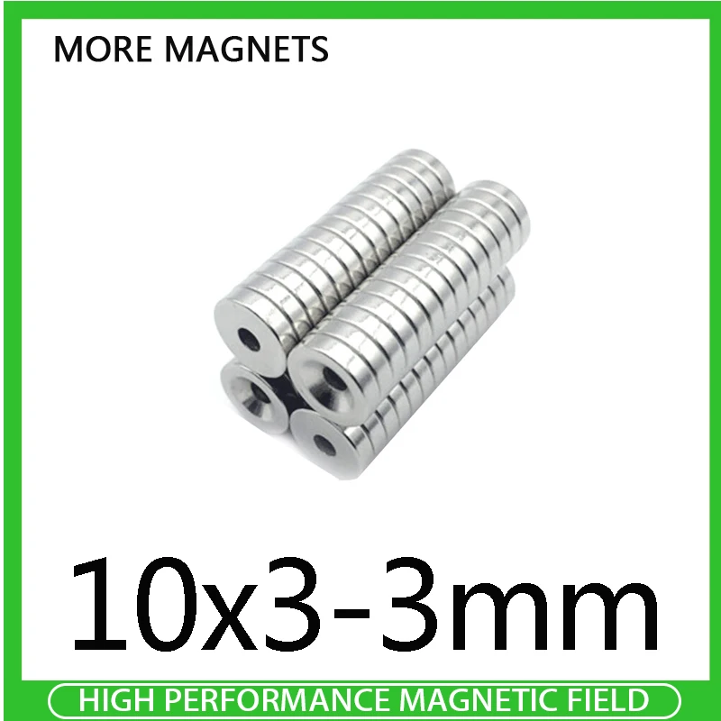 10/20/50/100/150/200PCS 10x3-3mm Neodymium Magnet Hole N35 Round Super Strong Countersunk Permanent Magnetic Magnets