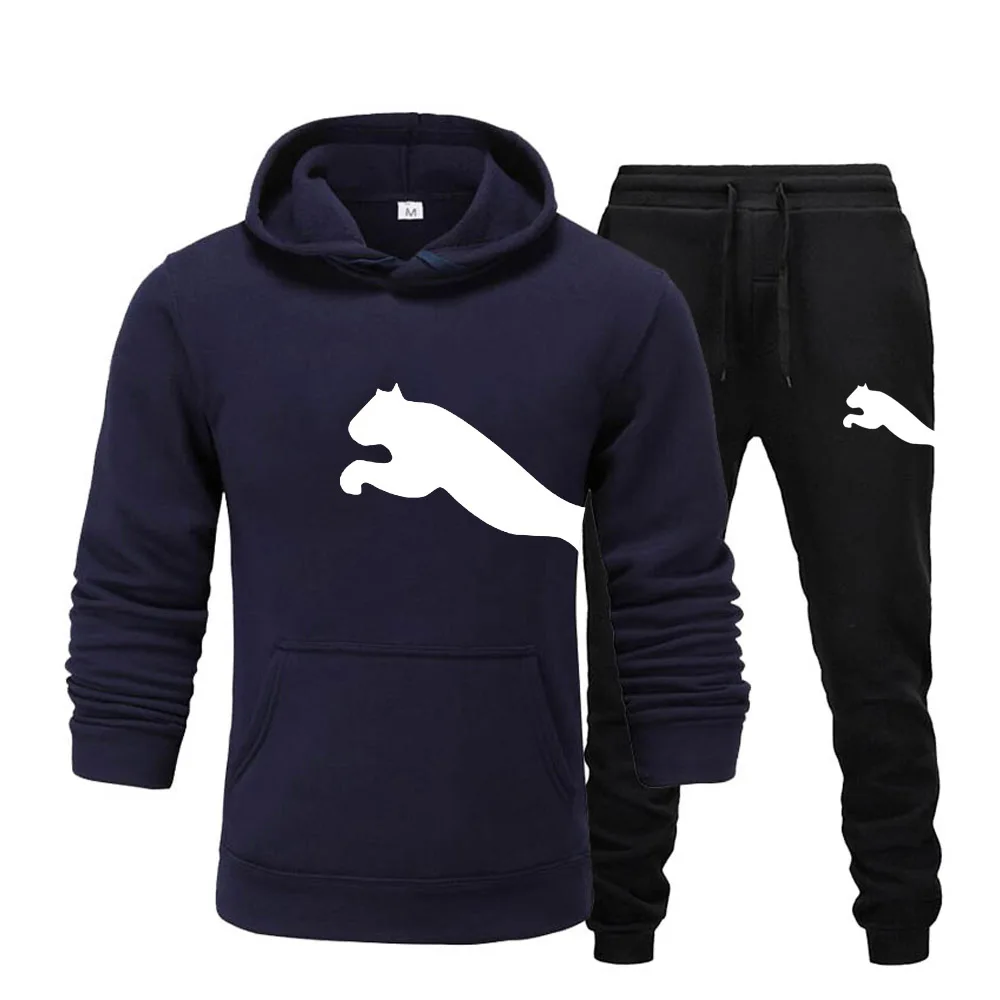 

2024 men and women the same fashion casual trend sweater set outdoor sports printing pattern sweater two-piece set size S-3XL