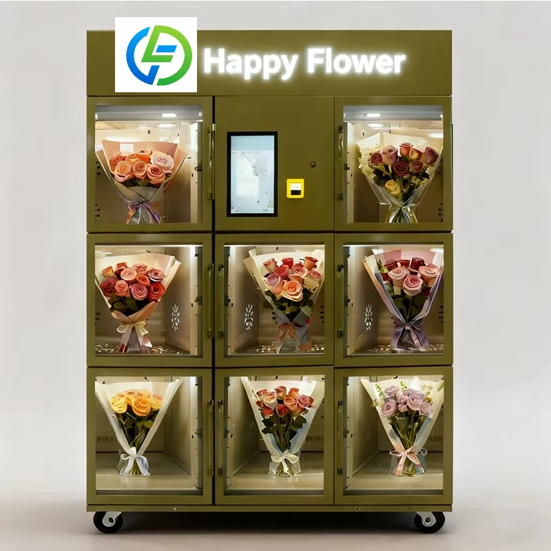 Customized Flower Vending Machine an Unmanned Self-service Flower Machine Beside a Flower Shop in a Street-side Shopping Mall