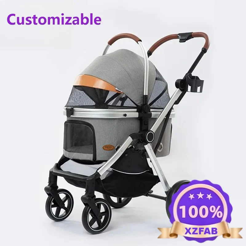 Factory Direct 2026 Cross-border Luxury Pet Cart Out, Puppy Cart, Large Space Folding Cat And Dog Special Cart Wholesale